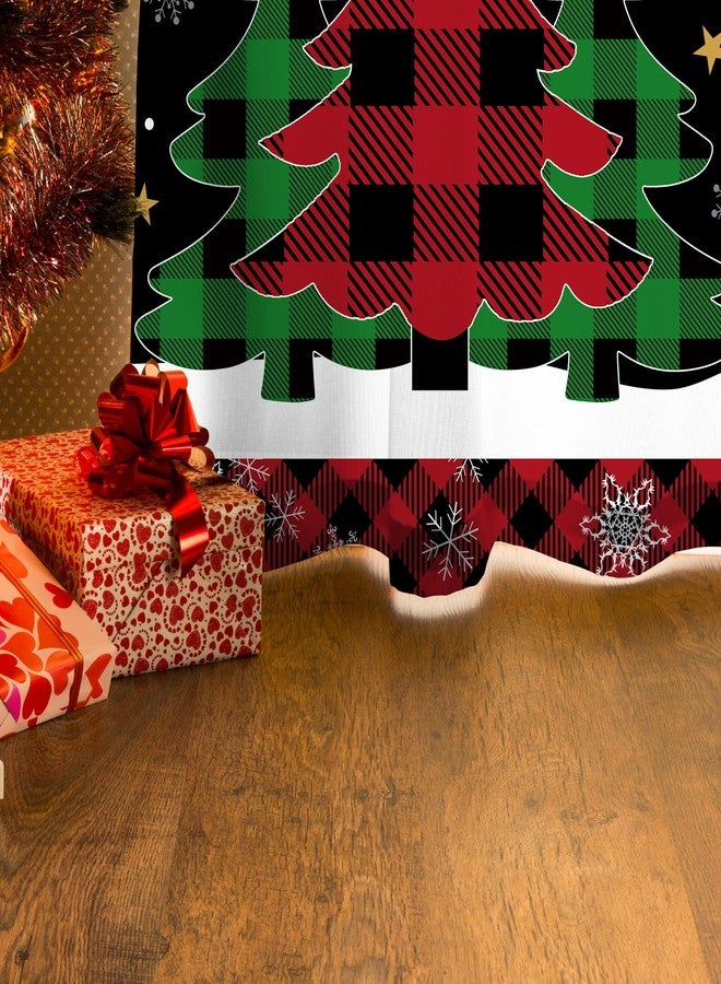 FUTBU Christmas Living Room Curtains 84 Inch Length 2 Panels Set, Christmas Trees Bedroom Curtains - Sheer Light Filtering Winter Trees Buffalo Plaid Pattern Drapes, Xmas Curtain Home Decor 52x84 Inches - Image 5